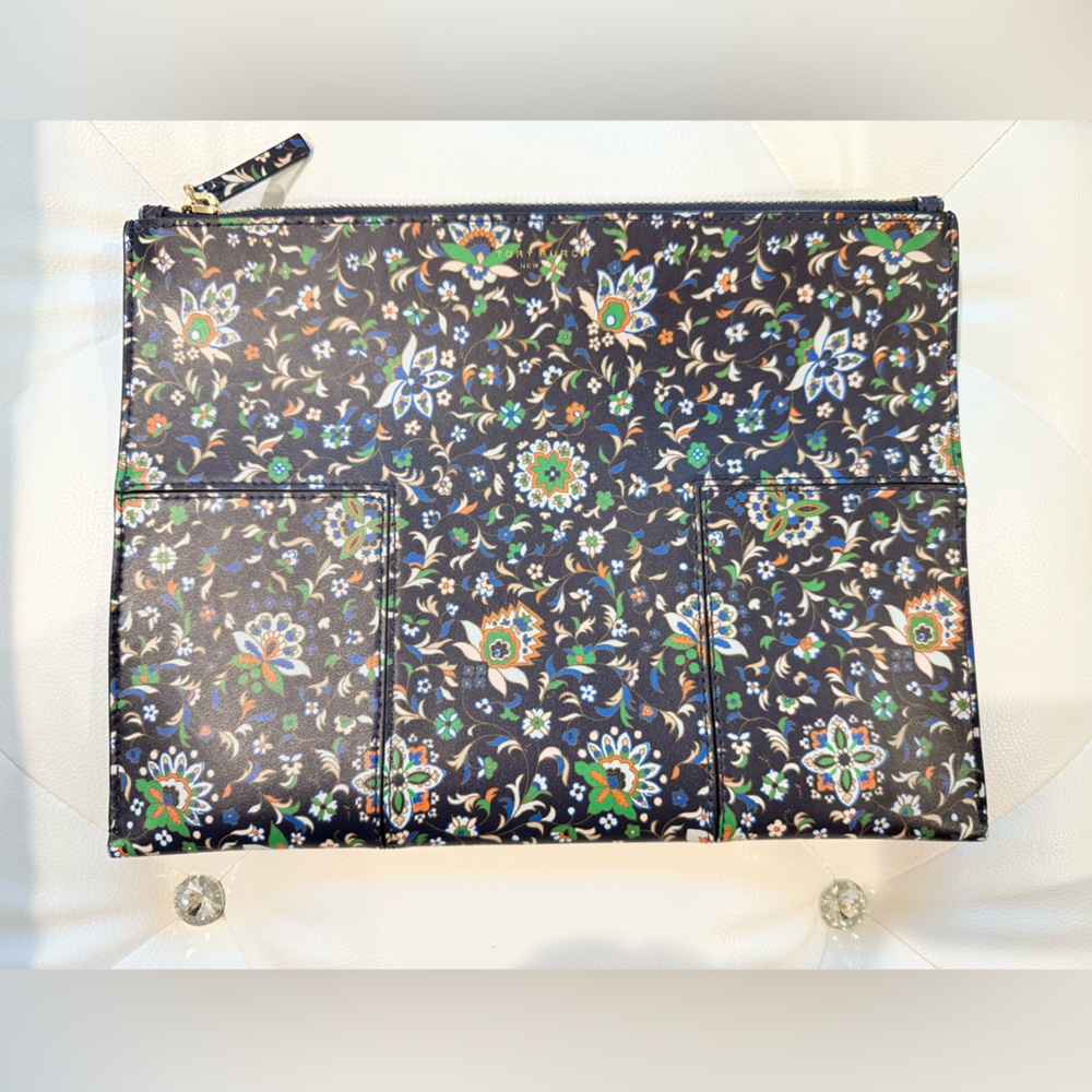 Tory Burch Blue Floral Clutch